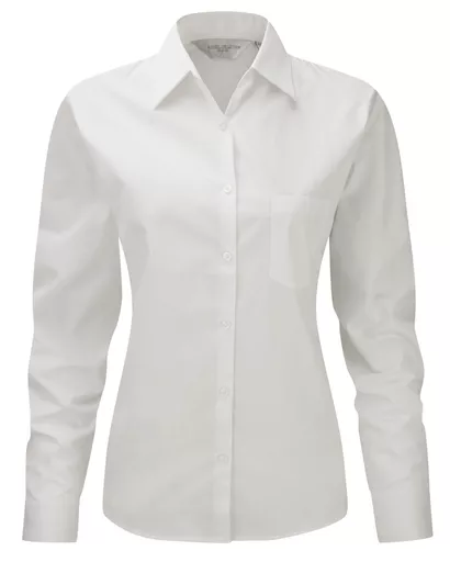 Ladies' Long Sleeve Pure Cotton Easy Care Poplin Shirt