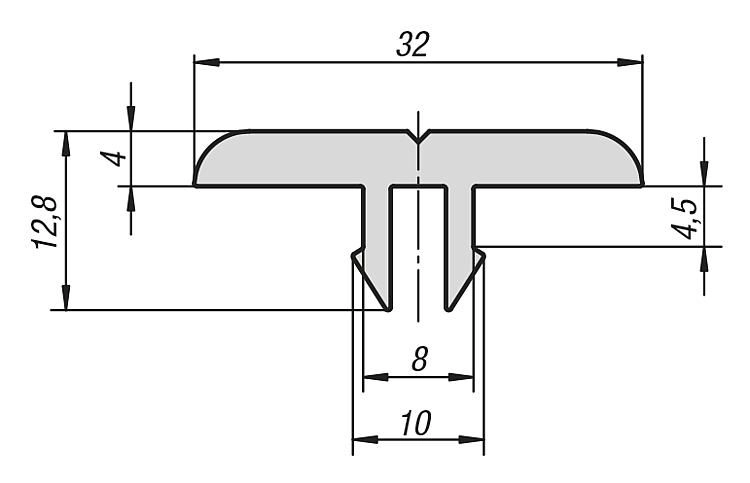Slide Rail. 8mm Slot Width. Plastic.