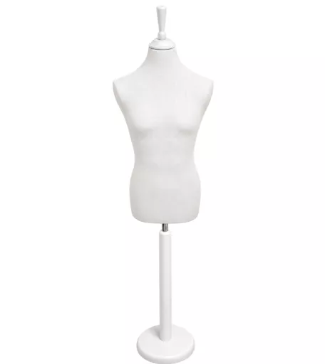 Male Tailors Dummy with Circular Base - White
