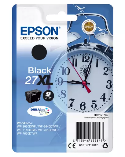 Epson C13T27114012/27XL Ink cartridge black high-capacity, 1.1K pages 17,7ml for Epson WF 3620