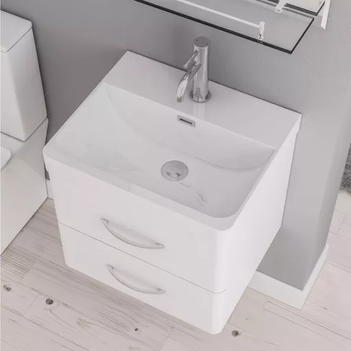 Cavone 50cm x 43cm 1 Tap Hole Ceramic Basin - Gloss White