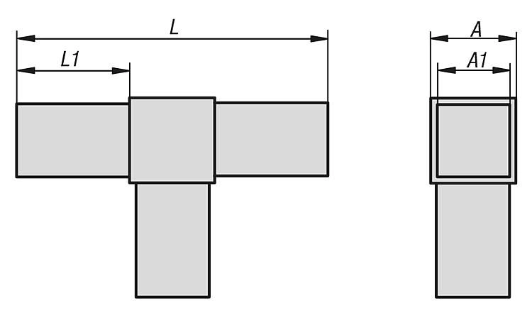 Tube Connector Plug. 3 Way. To Suit 20mm Square Tube. Plastic.