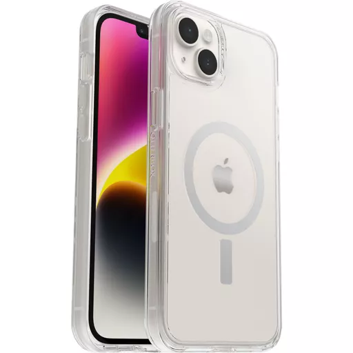 OtterBox Symmetry+ Clear Case for iPhone 14 Plus for MagSafe, Shockproof, Drop proof, Protective Thin Case, 3x Tested to Military Standard, Antimicrobial Protection, Clear
