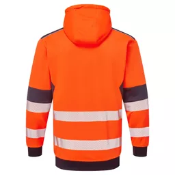 SYH-751D-System-Hi-Vis-Eco-Orange-Navy-Zip-Thru-Hoodie-Back straight on With Segmented Tape.png