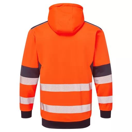 SYH-751D-System-Hi-Vis-Eco-Orange-Navy-Zip-Thru-Hoodie-Back straight on With Segmented Tape.png