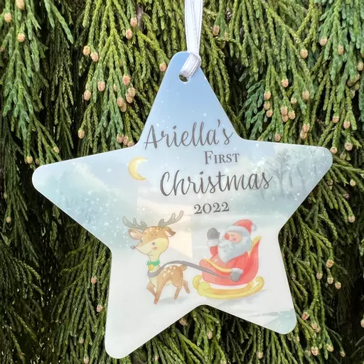 Personalised First Christmas Star Tree Decoration