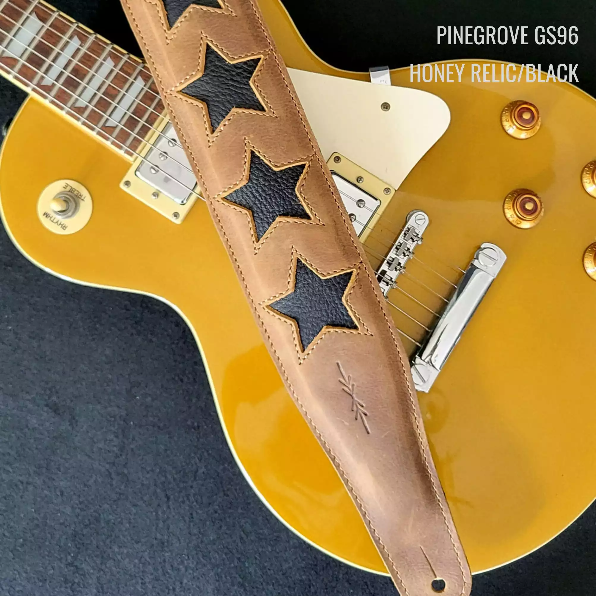 Pinegrove GS96 relic HONEY black stars guitar strap 133332c ANNO.jpg