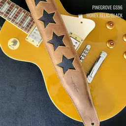 Pinegrove GS96 relic HONEY black stars guitar strap 133332c ANNO.jpg