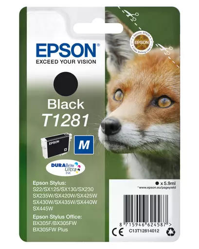 Epson C13T12814012/T1281 Ink cartridge black, 170 pages 5,9ml for Epson Stylus S 22/SX 235 W/SX 420/SX 430 W