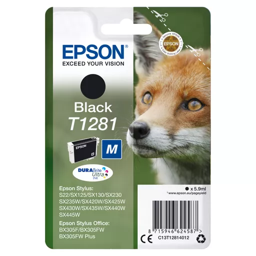 Epson C13T12814012/T1281 Ink cartridge black, 170 pages 5,9ml for Epson Stylus S 22/SX 235 W/SX 420/SX 430 W