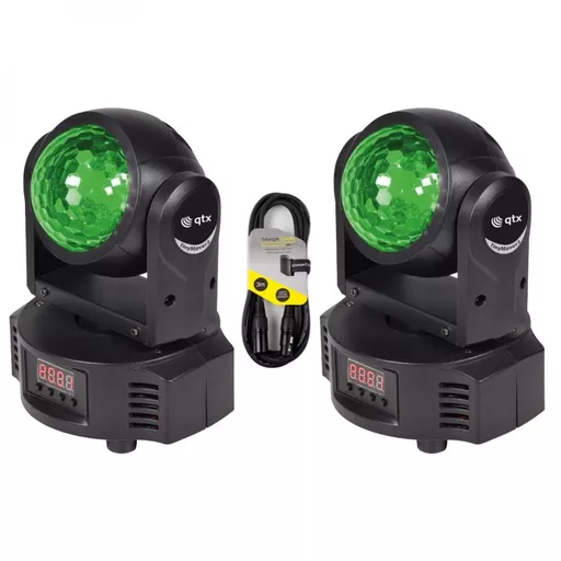 QTX TinyMover2 40w LED 2-in-1 Mini Moving Head Twin Pack Bundle