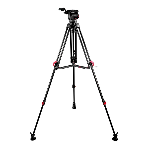 Cartoni Focus 12 Fluid Tripod Head & Red Lock Aluminium Tripod With Mid-Level Smart Lock Spreader