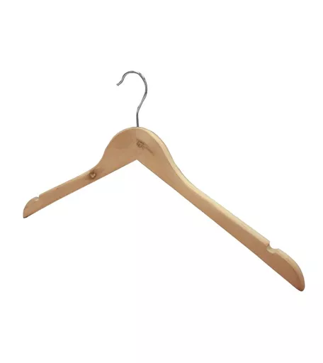 Budget Wooden Hanger with Shoulder Notches - 445mm - Box of 100