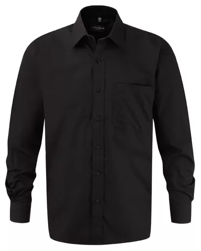 Men's Long Sleeve Pure Cotton Easy Care Poplin Shirt