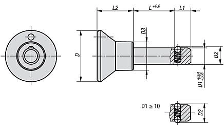 Locking Pin With Mushroom Grip. 8mm Pin Diameter. 40mm Clamping Length. Stainless Steel.