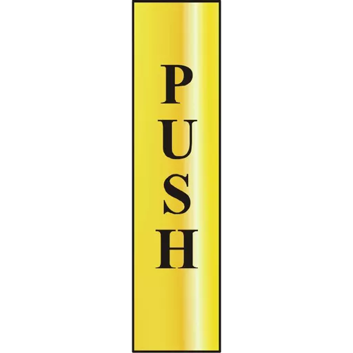 ASEC `Push` 200mm x 50mm Gold Self Adhesive Sign