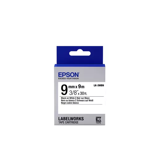 Epson C53S653003/LK-3WBN Ribbon black on white 9mm x 9m for Epson LabelWorks 4-18mm/36mm/6-12mm/6-18mm/6-24mm