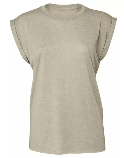 Women's Flowy Muscle Tee with Rolled Cuff