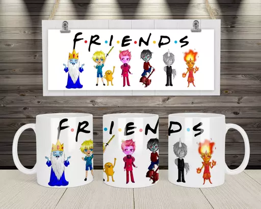 Personalised Cartoon Characters Mug For Friends - Add Names