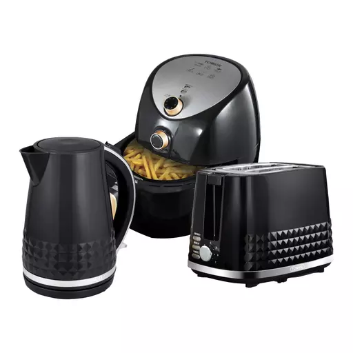 Solitaire 2 Slice Toaster, Kettle & Single Basket Air Fryer