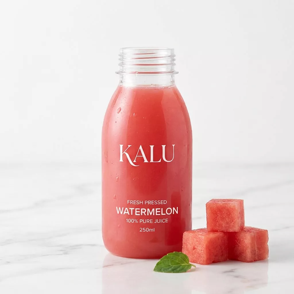 Direct bottle printing on 250ml wide neck round PET juice bottle for Kalu juice brand