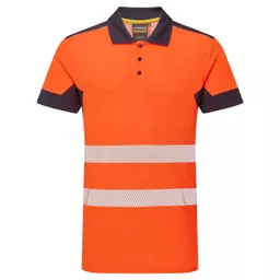SYH-304D-System-Hi-Vis-Eco-CottonCool-Short-Sleeve-Yellow-Navy-Polo-Front straight on With Segmented Tape.png