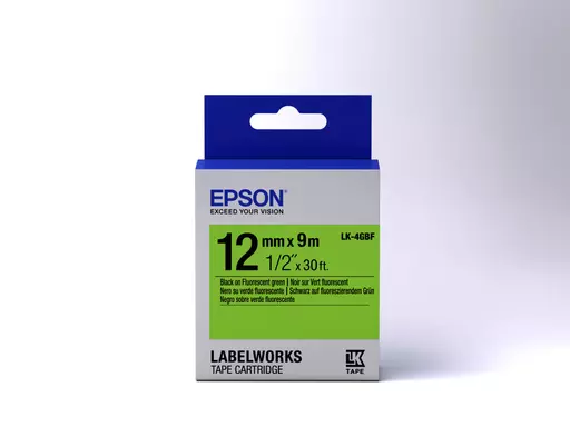 Epson C53S654018/LK-4GBF DirectLabel-etikettes black on green 12mm x 9m for Epson LabelWorks 4-18mm/36mm/6-12mm/6-18mm/6-24mm