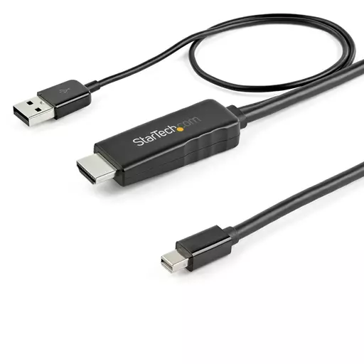 StarTech.com 6ft (2m) HDMI to Mini DisplayPort Cable 4K 30Hz - Active HDMI to mDP Adapter Converter Cable with Audio - USB Powered - Mac & Windows - Male to Male Video Adapter Cable