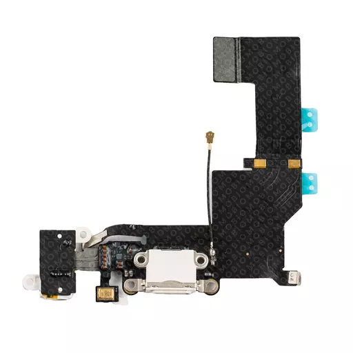 Charging Port Flex Cable (White) (CERTIFIED) - For iPhone 5S