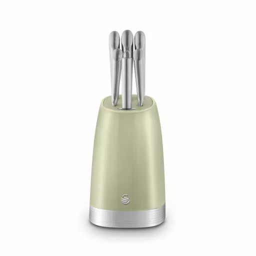 6 Piece Knife Block Green