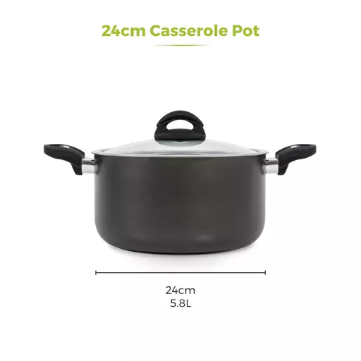 Tour Cerasure Casserole anti-adhésive avec couvercle en verre, Céramique,  graphite, 1.8 Litre