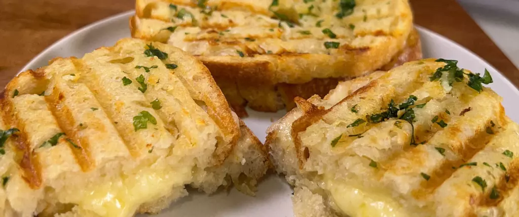 Garlic Bread Grilled Cheese Sandwich