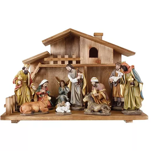 Resin Nativity Set with Shed