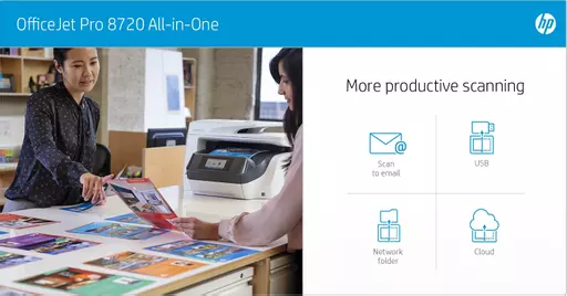 HP OfficeJet Pro 8730 All-in-One Printer, Color, Printer for Home, Print, copy, scan, fax, 50-sheet ADF; Front-facing USB printing; Scan to email/PDF; Two-sided printing