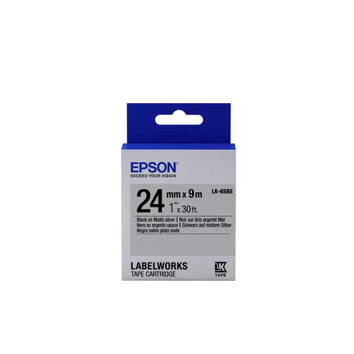 Epson C53S656009/LK-6SBE DirectLabel-etikettes black on silver matt 24mm x 9m for Epson LabelWorks 4-24mm/36mm/6-24mm