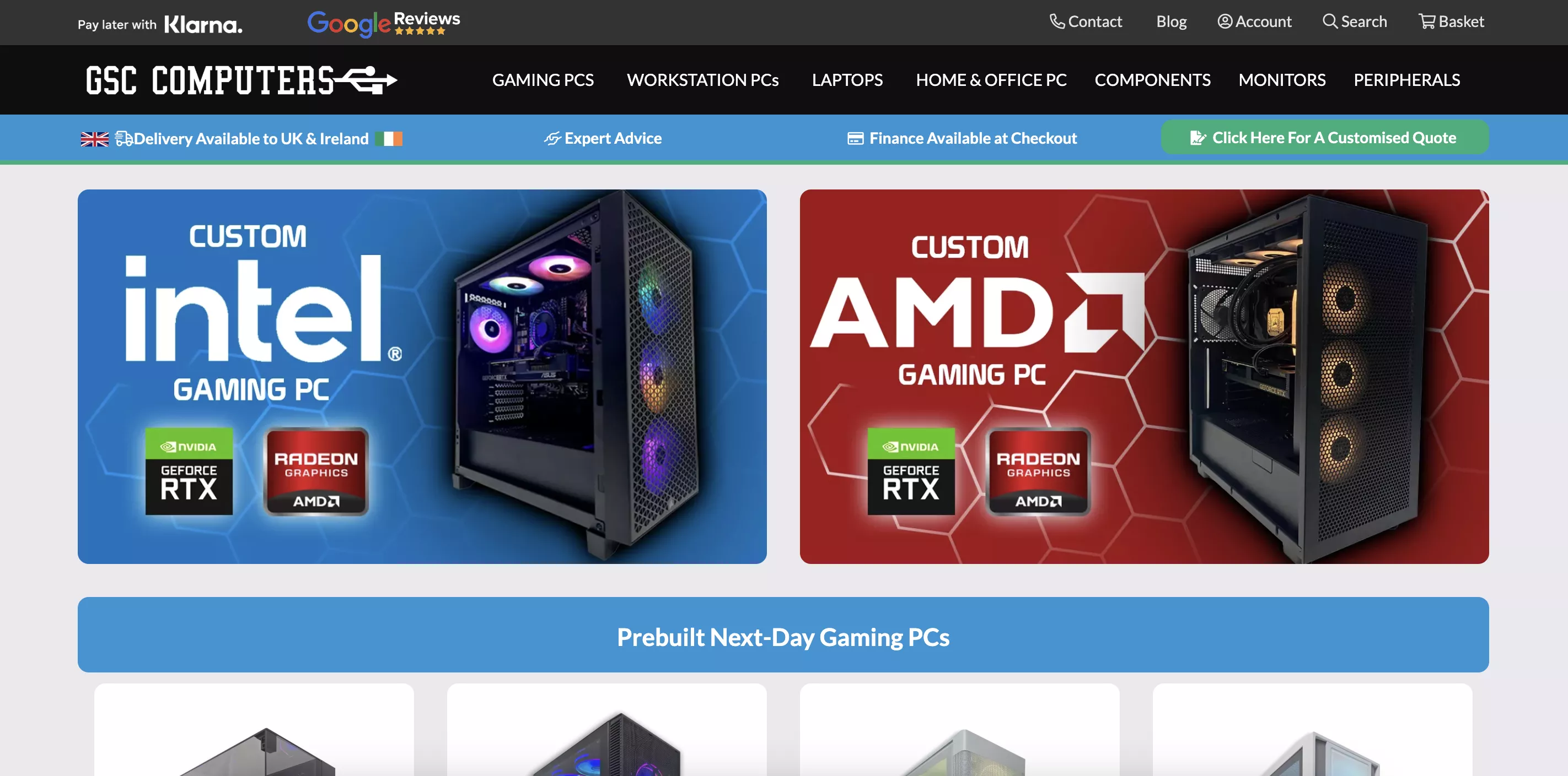 Screenshot of the GSC Computers Website Homepage