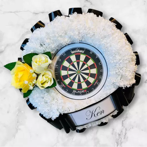 DARTBOARD FUNERAL FLOWERS - Darts Memorial sports - any colour