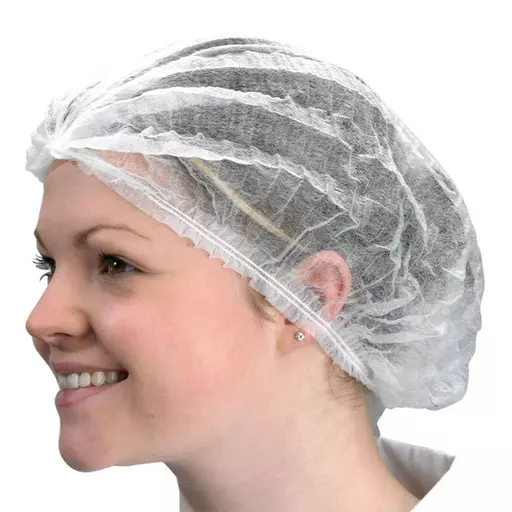 White Disposable Pleated Cap x 100