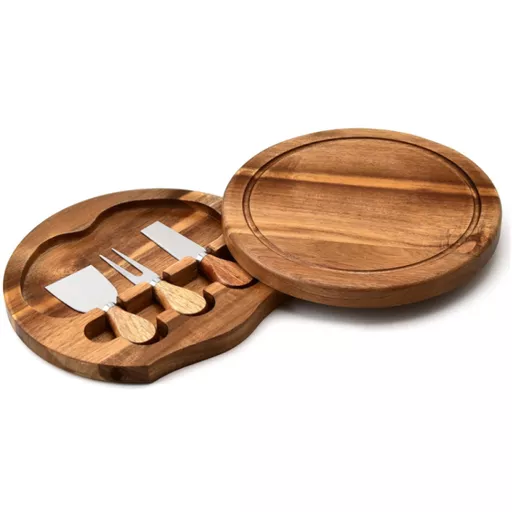Round Acacia Cheeseboard Set