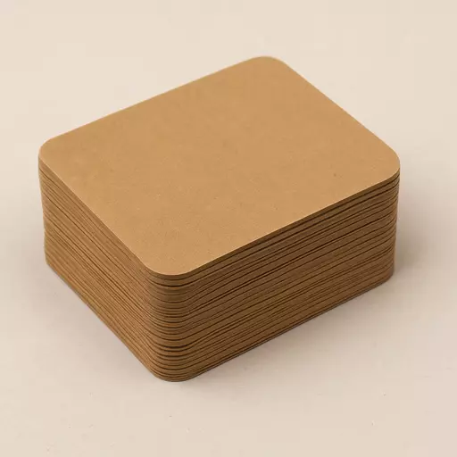 350gsm Round Cornered Brown Kraft Card Blanks – 85mm x 55mm