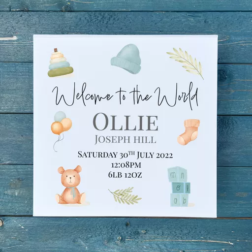Personalised New Baby Boy Keepsake Memory Box