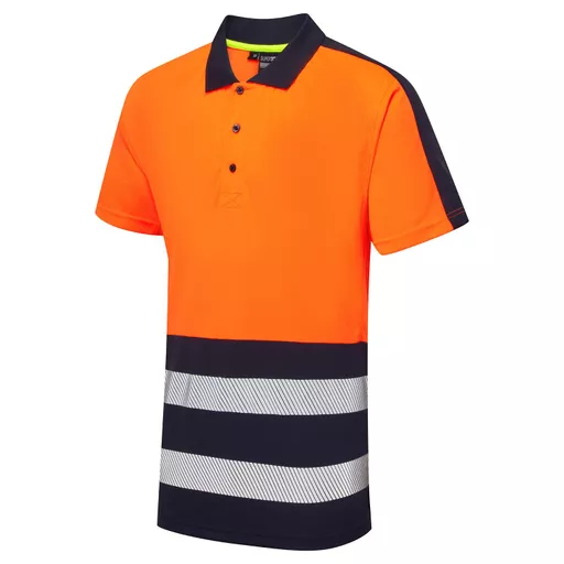 Essentials Hi-Vis Eco Coolair 2 Tone Orange/Navy Polo Shirt