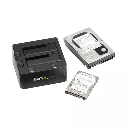 StarTech.com Dual-Bay USB 3.0 to SATA Hard Drive Docking Station, USB Hard Drive Dock, External 2.5/3.5" SATA I/II/III SSD/HDD Docking Station, Hot-Swap Hard Drive Bay, Top-Loading