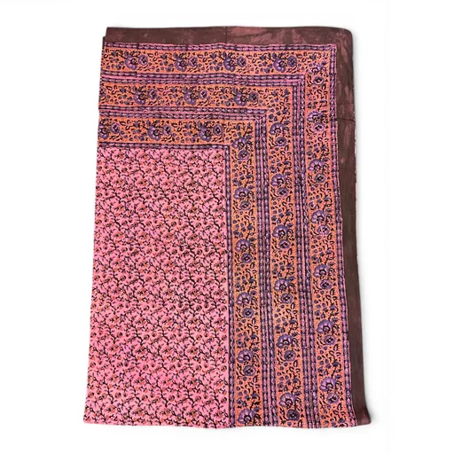 Traditional Indian Hand-Block Printed Cotton Ditsy Floral Tablecloth