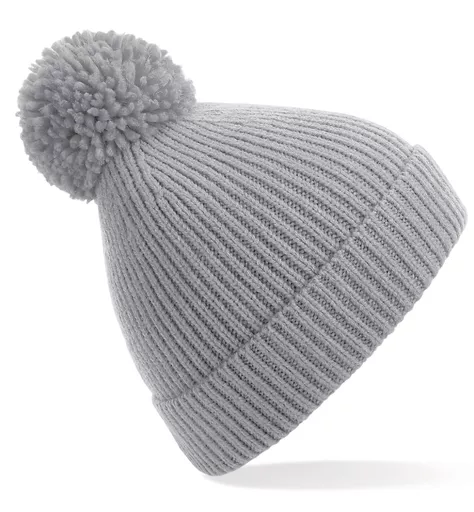 Engineered Knit Ribbed Pom Pom Beanie
