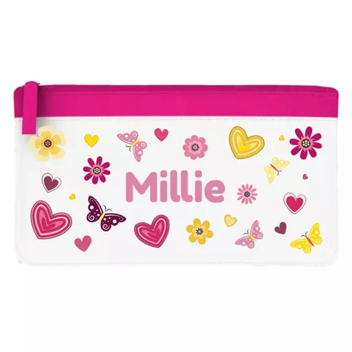 Butterfly & Flowers Personalised Pencil Case