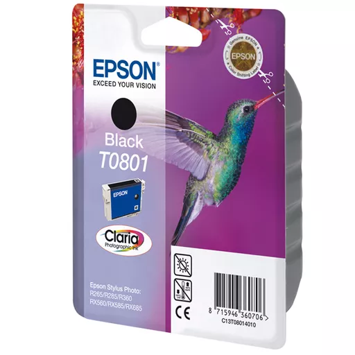 Epson C13T08014010/T0801 Ink cartridge black, 330 pages ISO/IEC 24711 7.4ml for Epson Stylus Photo P 50/PX/PX 730/R 265