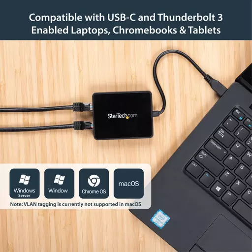 StarTech.com USB-C to Dual Gigabit Ethernet Adapter with USB (Type-A) Port