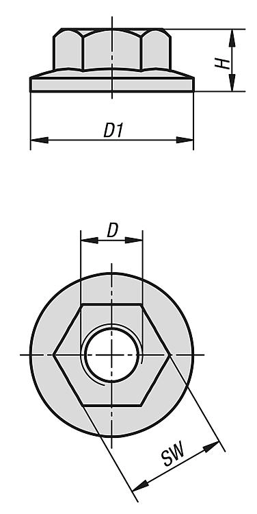 Hex Nut With Flange.