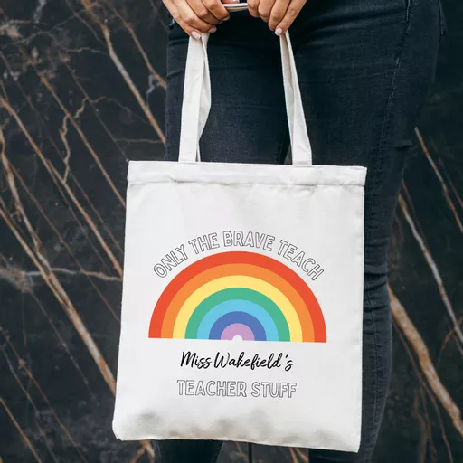 Bright Rainbow Teachers Tote Bag